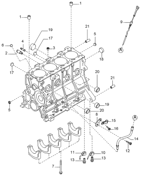 1998 Kia Sportage Stay Assembly Diagram for 0K01A1044Y