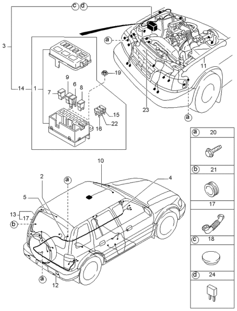 1999 Kia Sportage  Cord-Rear Bumper Diagram for 0K01A67230F