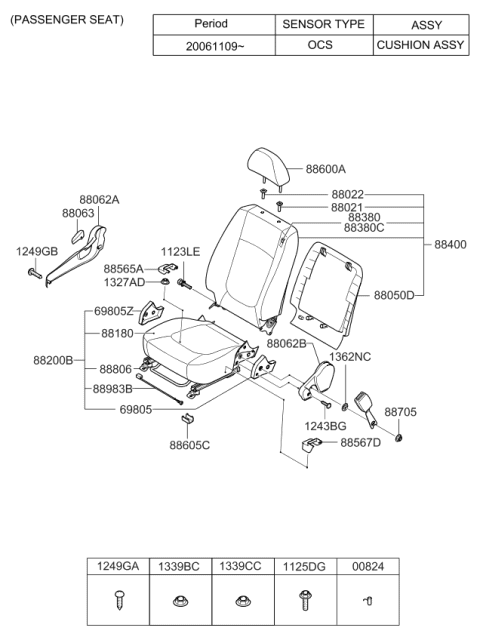 2008 Kia Spectra SX  Back Assembly-Front Seat RH Diagram for 884042F160390