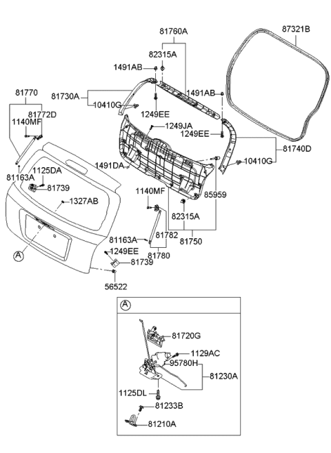 2008 Kia Spectra SX DAMPER-Covering Shelf Diagram for 859562F200VA