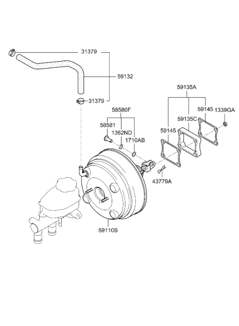 2008 Kia Spectra SX  Booster Assembly-Brake Diagram for 591102F100