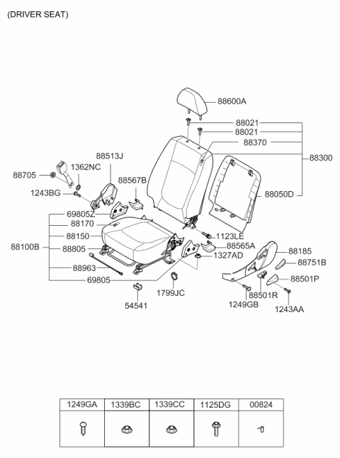 2007 Kia Spectra SX Back-Garnish Assembly Diagram for 883972F000VA