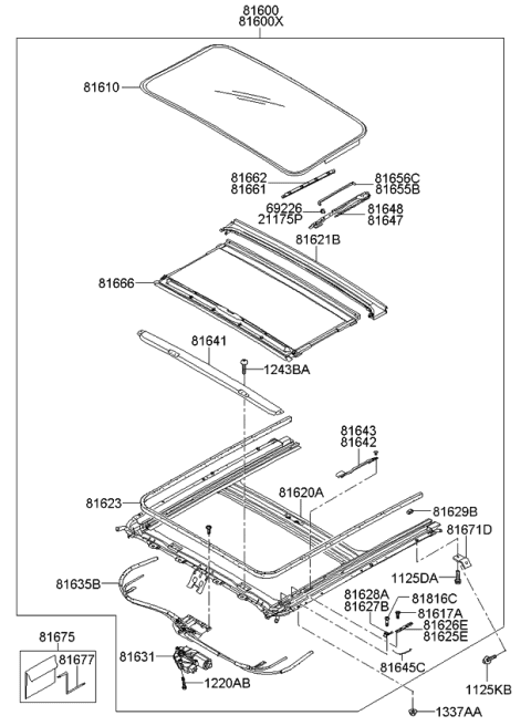 2007 Kia Spectra SX  Seal-Tape SUNROOF Da Diagram for 816232F000