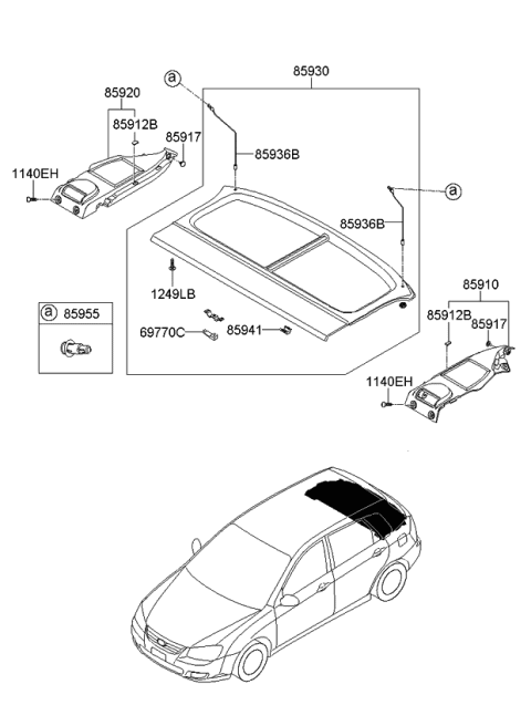 2008 Kia Spectra SX  Hanger-Covering Shelf Diagram for 859451C000