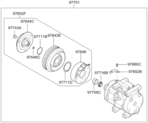2008 Kia Sedona  Seal-A/C Compressor Diagram for 9770933300