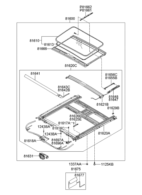 2013 Kia Sedona Link-SUNROOF DEFLECT Diagram for 816424D000