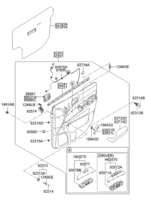 2013 Kia Sedona  Seal-Front Door Trim, RH Diagram for 823924D000