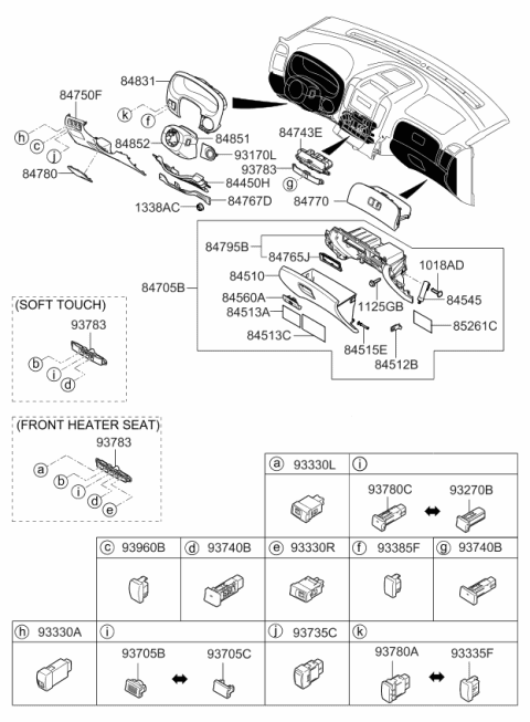 2010 Kia Sedona  Blanking Cover-Incar Diagram for 937054D050VA