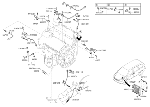 2011 Kia Sedona  Bracket-Cas Diagram for 393113C000