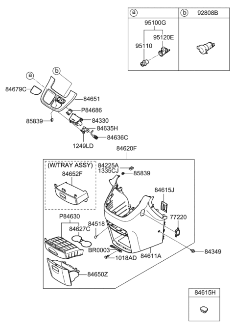 2006 Kia Sedona  BLANKING Cover Console Diagram for 846194D100CS