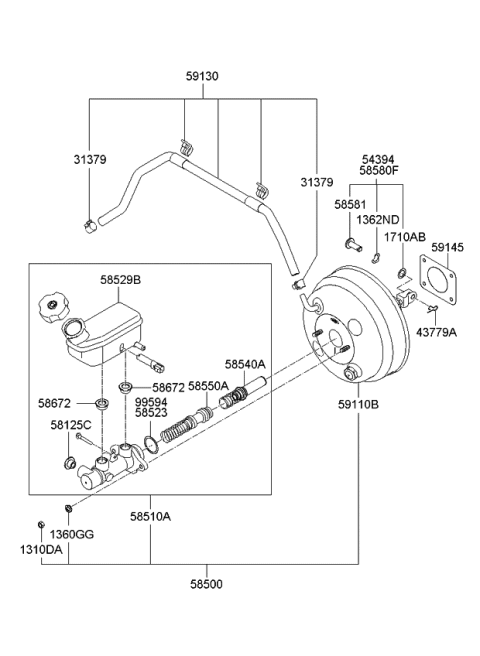2007 Kia Sedona  Reservoir-Master Cylinder Diagram for 585294D500