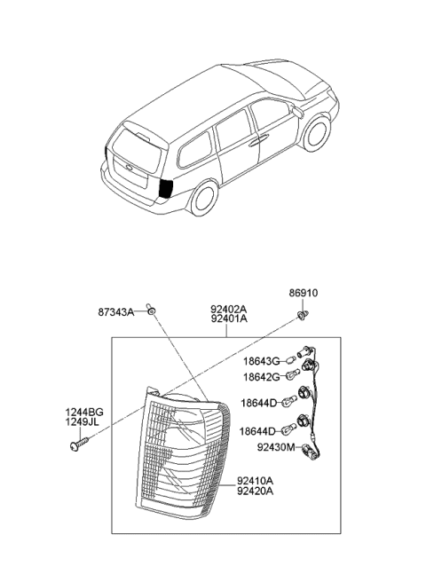 2013 Kia Sedona Lamp Assembly-Rear Combination Diagram for 924014D020