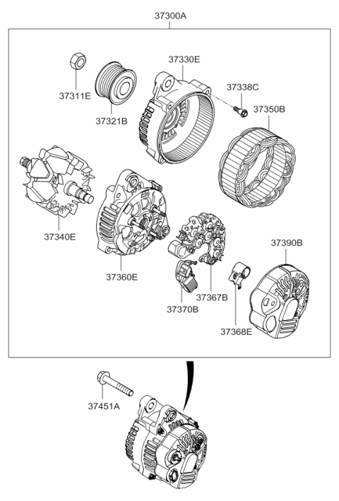 2011 Kia Sedona  Rotor Assembly Diagram for 373403C170