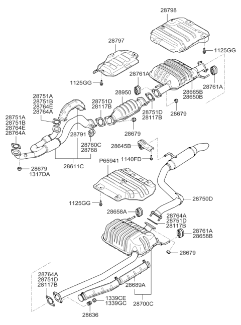 2009 Kia Sedona  Tail Pipe Diagram for 287504D100