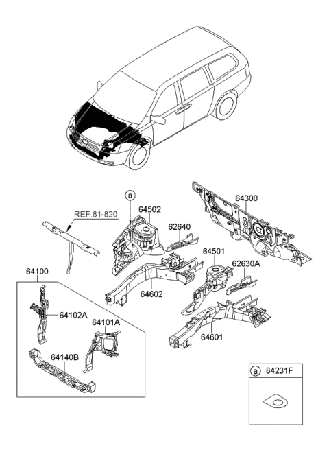 2008 Kia Sedona Panel Complete-Dash Diagram for 643004D110