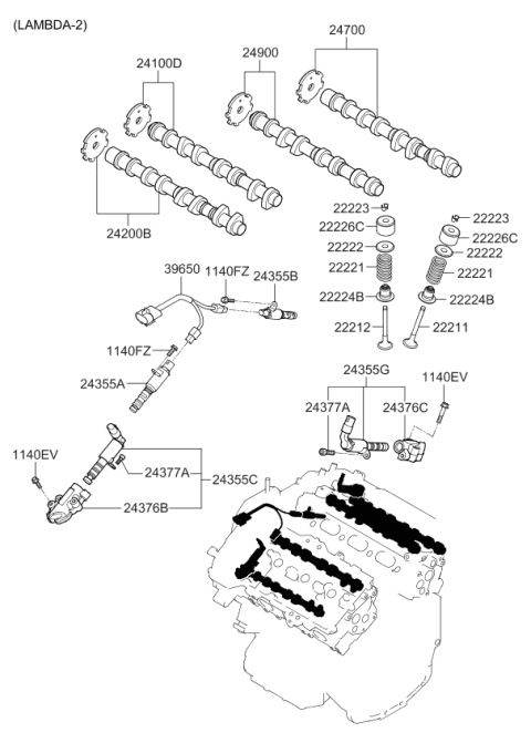 2010 Kia Sedona  Valve-Oil Control, RH Diagram for 243553CAB1