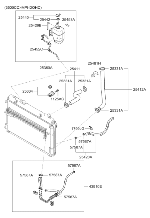 2006 Kia Sedona  Clip-Hose Diagram for 254814D970