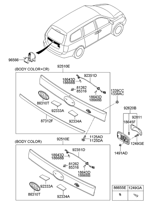 2008 Kia Sedona  Holder & Wiring Assembly Diagram for 925504D000