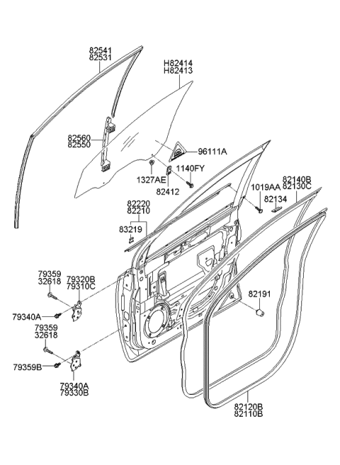 2008 Kia Sedona  Clip-Door Opening WEATHERSTRIP Diagram for 821343E000
