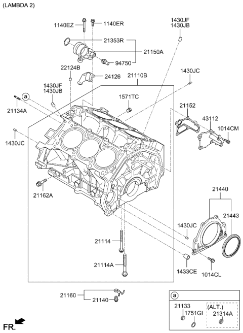 2013 Kia Sedona  Cover Assembly-Oil Drain Diagram for 211603C700