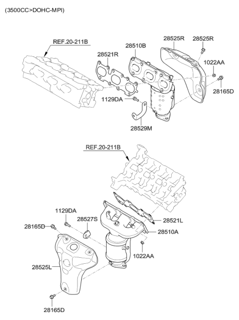 2014 Kia Sedona  Protector-Heat RH Diagram for 285253C122