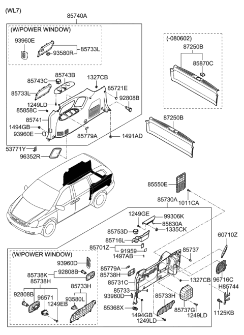 2009 Kia Sedona  Covering Assembly-Luggage Diagram for 857324D301AD1