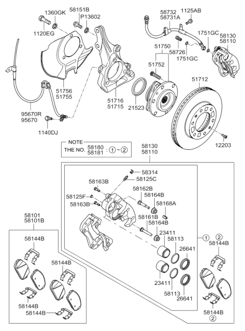 2011 Kia Sedona  Front Brake Disc Dust Cover Right Diagram for 517564D000