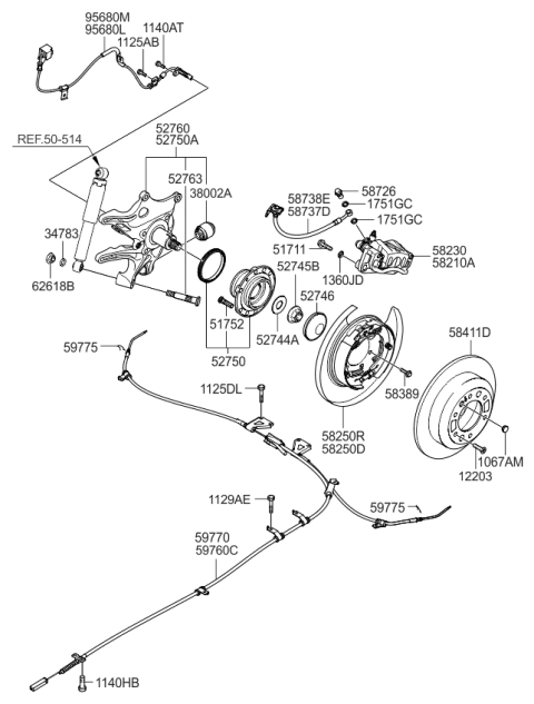 2010 Kia Sedona  Disc-Rear Brake Diagram for 584114D500