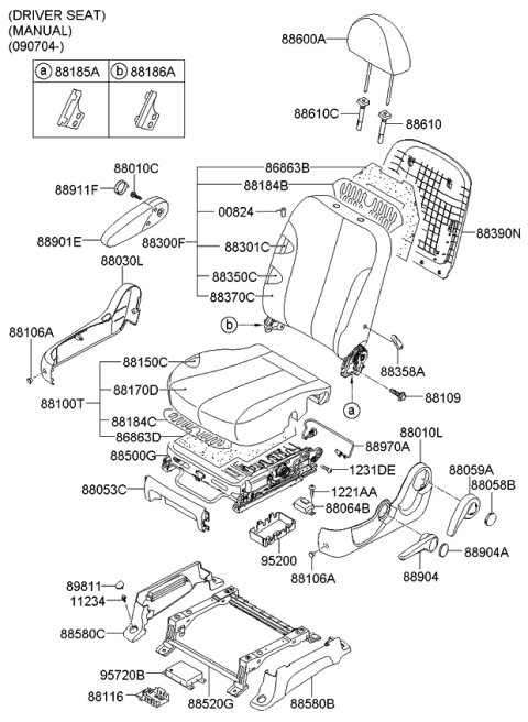 2011 Kia Sedona  STPS Assembly-Front Seat, LH Diagram for 889714D500