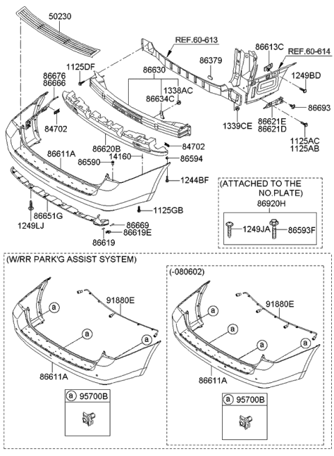 2013 Kia Sedona Step-Rear Bumper Diagram for 866464D000