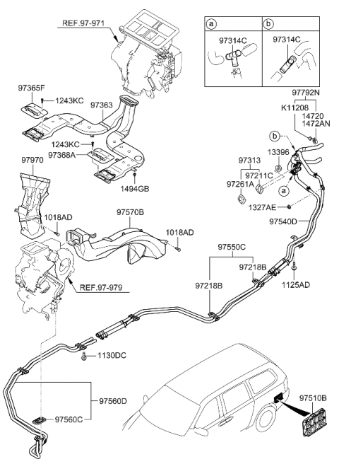 2012 Kia Sedona  Cover-Rear Heating DUC Diagram for 973684D000