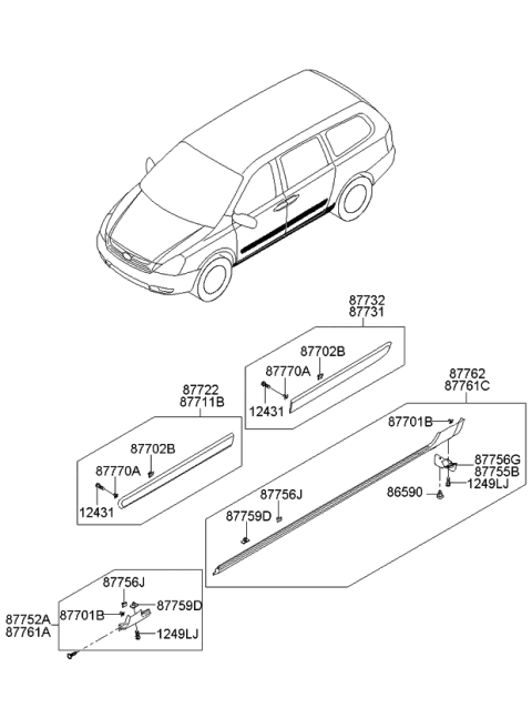 2009 Kia Sedona  DEFLECTOR-Rear LH Diagram for 877654D000