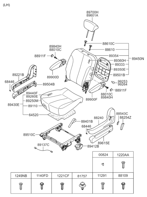 2006 Kia Sedona Back Assembly-Rear 2ND Seat Diagram for 893004D110CS4