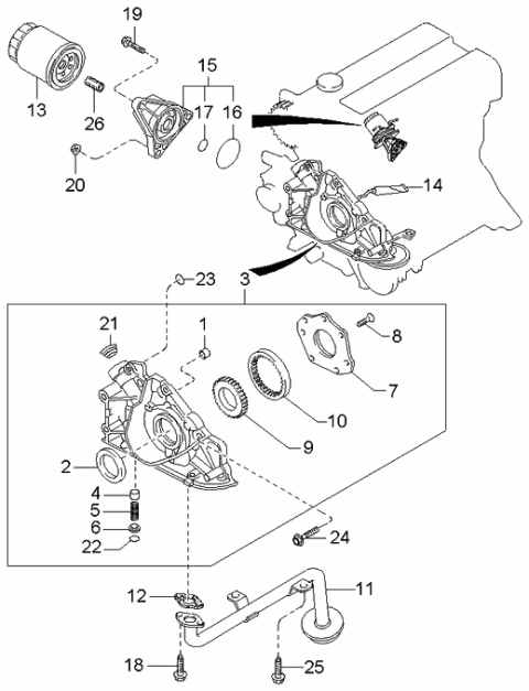 2000 Kia Sportage  Joint-Oil Cooler Diagram for 0K01314720