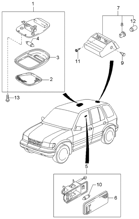 2001 Kia Sportage  Bulb Diagram for 0K20151315