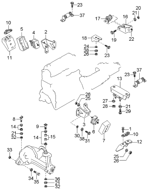 2000 Kia Sportage  Bolt Diagram for 0K01139841A