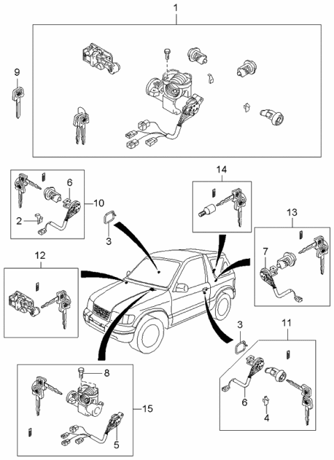 2001 Kia Sportage Blanking Key Diagram for 0K07A76201