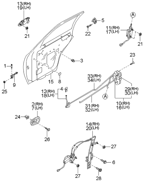 2000 Kia Sportage  Screw-Tapping Diagram for K998620520B