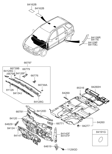 2009 Kia Sportage  Pad-ANTIVIBRATION Diagram for 841761F000
