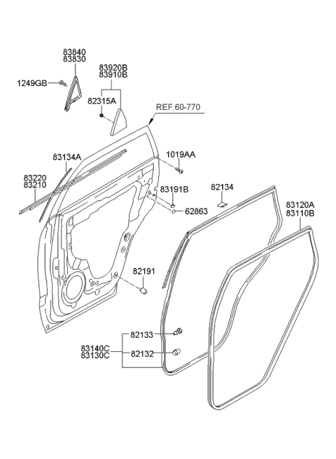 2010 Kia Sportage Cover Assembly-Rear Door Del Diagram for 839201F000