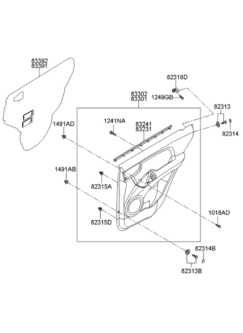 2008 Kia Sportage Panel Complete-Rear Door Trim Diagram for 833021F000V1