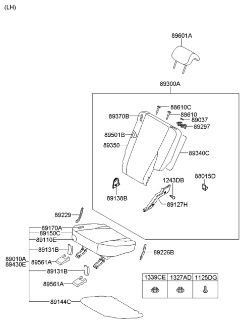 2008 Kia Sportage Frame Assembly-Rear Seat Cushion Diagram for 891011F002
