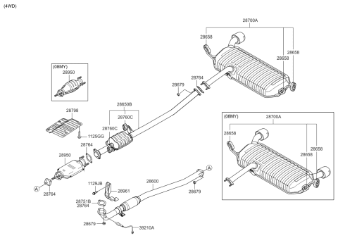 2007 Kia Sportage  Front Exhaust Pipe Diagram for 286101F081