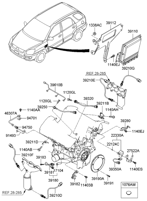 2009 Kia Sportage  Screw-Cps Wheel Diagram for 3919137100