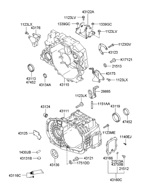 2007 Kia Sportage  Bracket-Transaxle Mounting Diagram for 4312039411