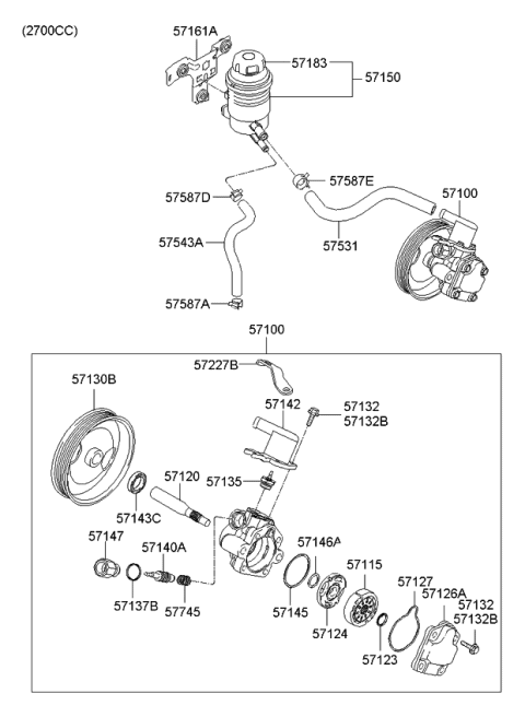 2009 Kia Sportage  Bracket Assembly Reservoir Diagram for 571612E001