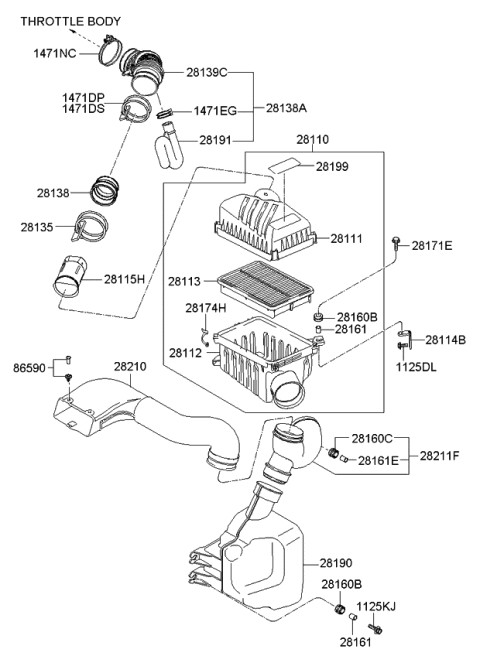 2007 Kia Sportage  Body-Air Cleaner Diagram for 281122E000