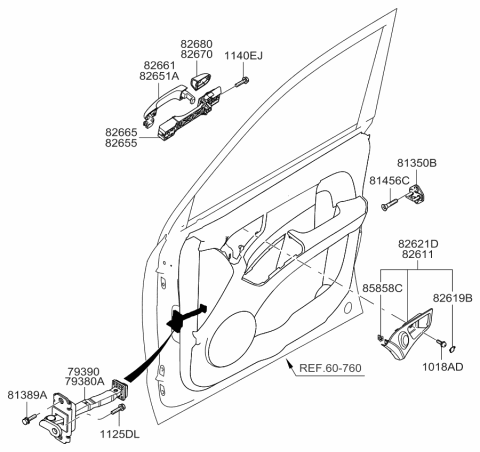 2010 Kia Sportage  HOUSING-FR DR I/S HA Diagram for 826211F000UB