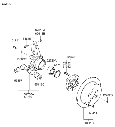 2007 Kia Sportage  Rear Wheel Bearing Diagram for 5271026510