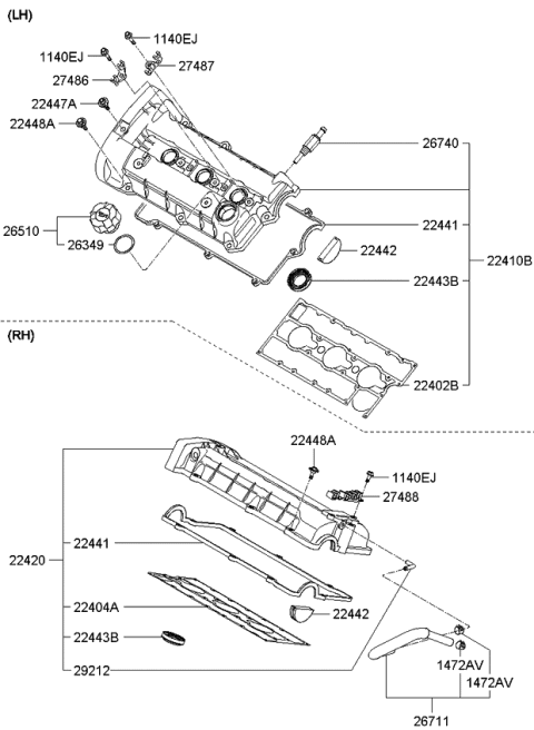 2008 Kia Sportage  Cover Assembly-Rocker LH Diagram for 2241037112